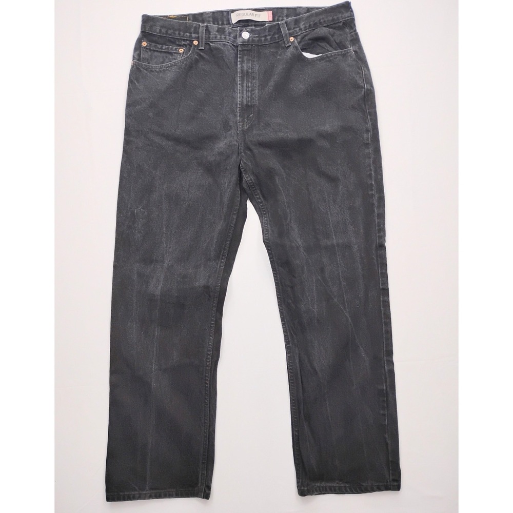 Levis 505 Jeans Black Straight Leg 40x32 Made In Mexico 2005 Vintage Faded